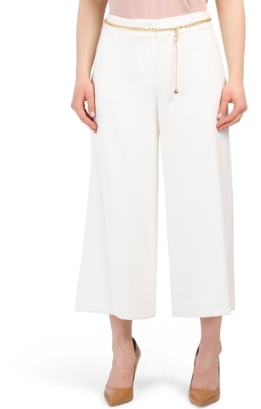 TAHARI Crepe Cropped Wide Leg Pants - Picture 1 of 8